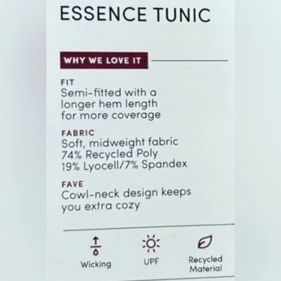 ATHLETA Essence Hooded Tunic Top Shirt Simply Lilac Pink UPF 50+ Cowl Neck Long - Picture 13 of 13